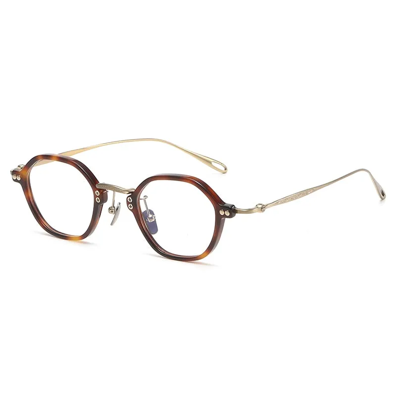 Gatenac Unisex Full Rim Round Titanium Acetate Eyeglasses Gxyj1090