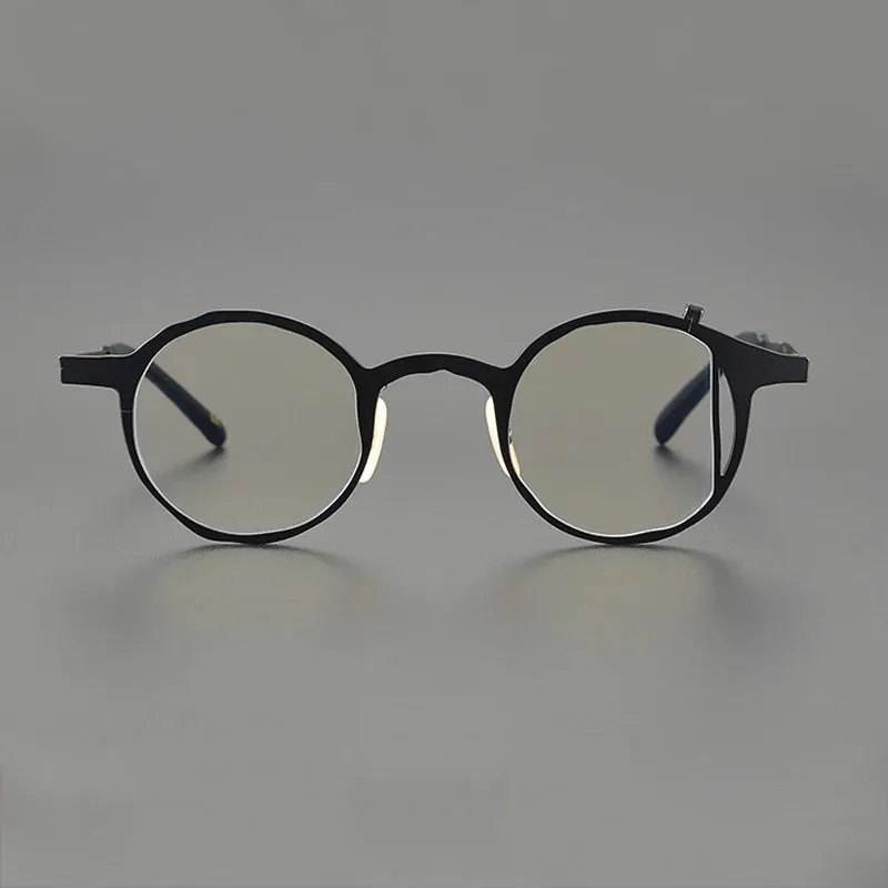 Sleek Gatenac Unisex Full Rim Round Titanium Eyeglasses - Model GXYJ1220