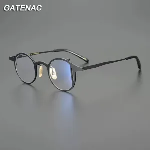 Sleek Gatenac Unisex Full Rim Round Titanium Eyeglasses - Model GXYJ1220