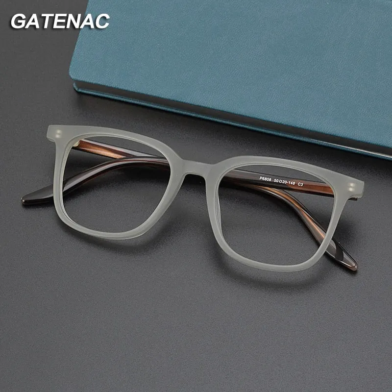 Gatenac Unisex Full Rim Square Acetate Eyeglasses Gxyj1024