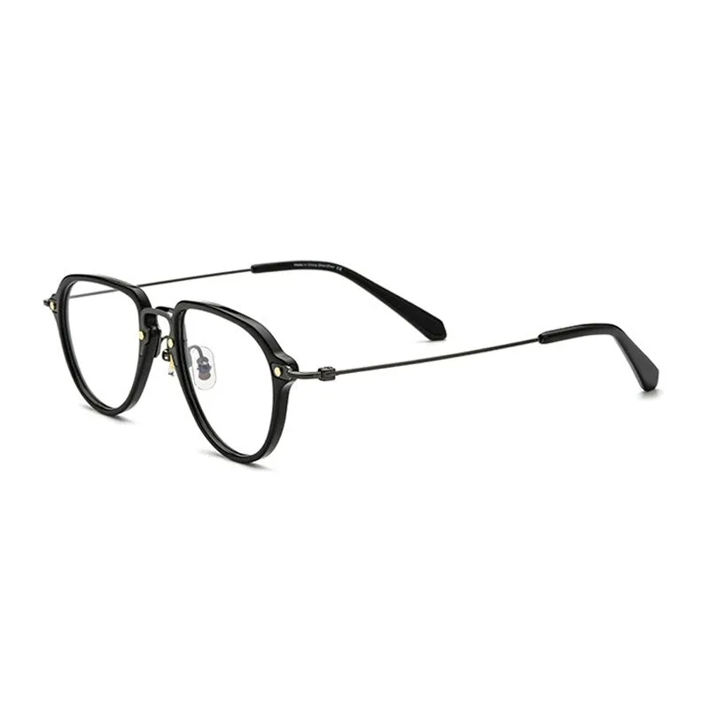 Gatenac Unisex Full Rim Square Acetate Titanium Frame Eyeglasses Gxyj631