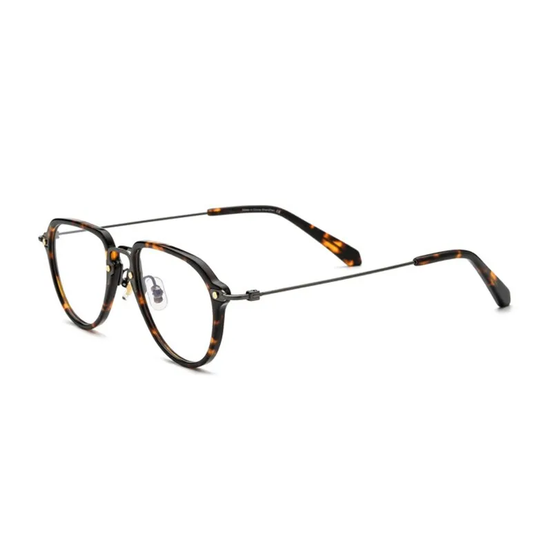 Gatenac Unisex Full Rim Square Acetate Titanium Frame Eyeglasses Gxyj631