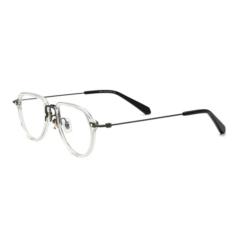 Gatenac Unisex Full Rim Square Acetate Titanium Frame Eyeglasses Gxyj631