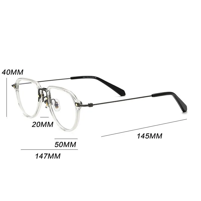 Gatenac Unisex Full Rim Square Acetate Titanium Frame Eyeglasses Gxyj631