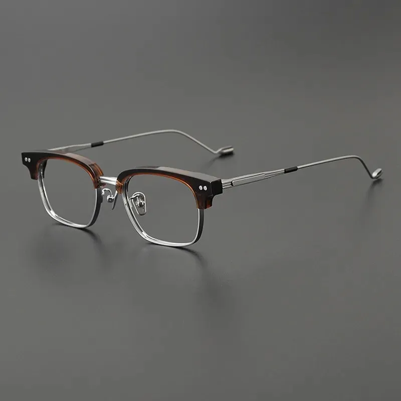 Gatenac Unisex Full Rim Square Titanium Acetate Eyeglasses Gxyj1129