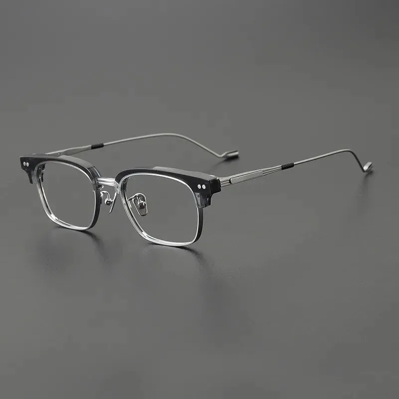 Gatenac Unisex Full Rim Square Titanium Acetate Eyeglasses Gxyj1129