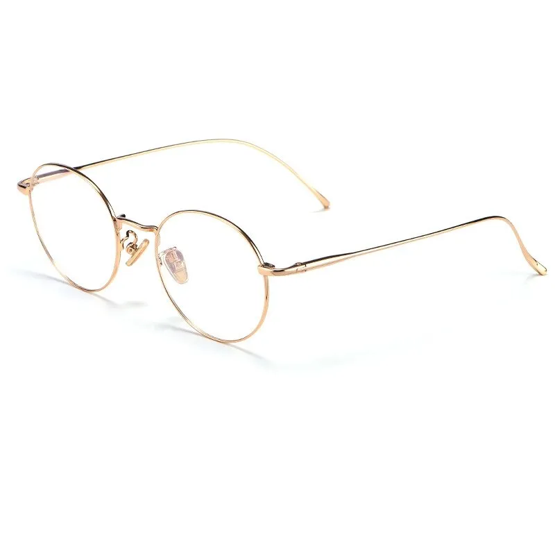 Gmei Unisex Eyeglasses Pure Titanium Round Retro Glasses 3216