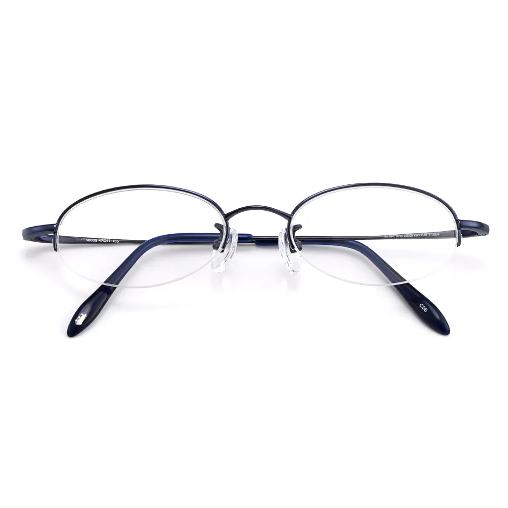 Gmei Women's Eyeglasses Semi Rim Oval Titanium Small W8005