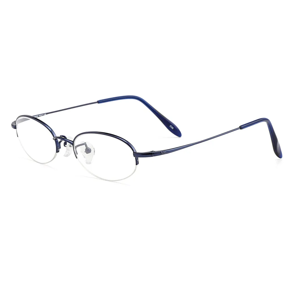 Gmei Women's Eyeglasses Semi Rim Oval Titanium Small W8005