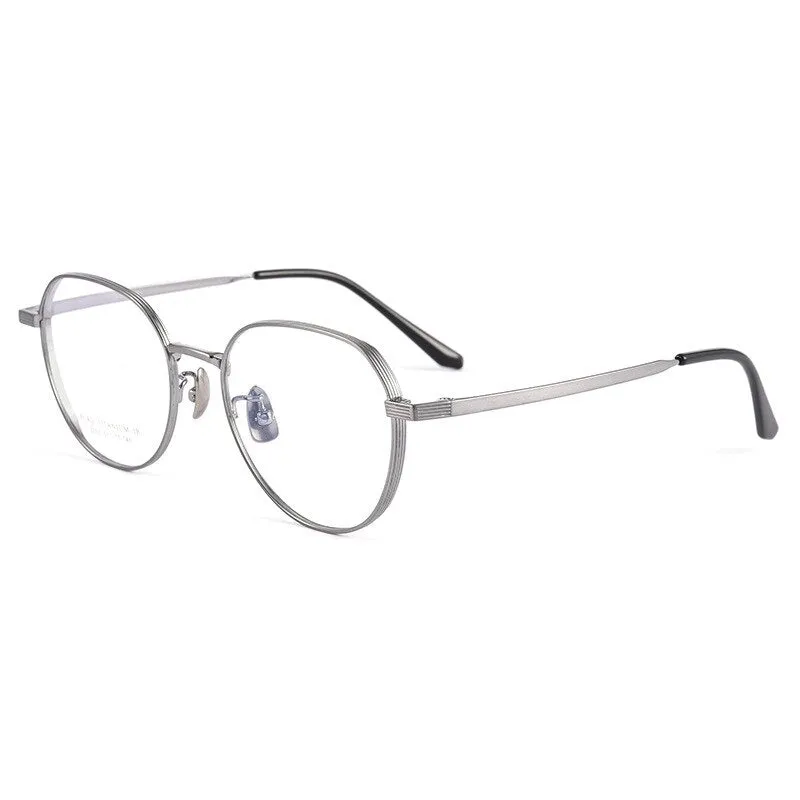 Mens Titanium Full Rim Round Square Eyeglasses - Handoer 2050tsf