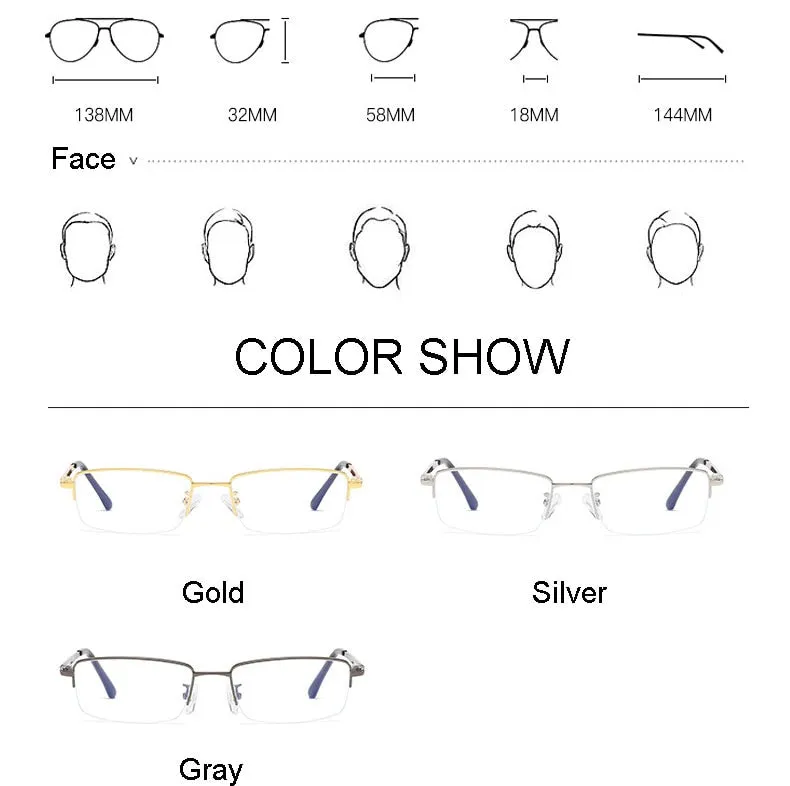 Handoer Unisex Semi Rim Rectangle Alloy Eyeglasses