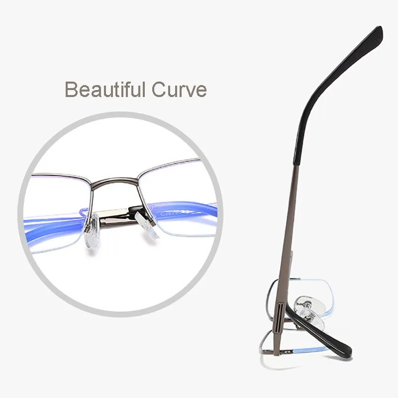 Handoer Unisex Semi Rim Rectangle Alloy Eyeglasses