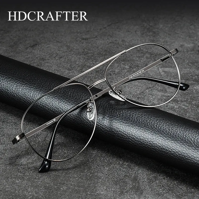 Hdcrafter Mens Full Rim Double Bridge Titanium Eyeglasses 2194