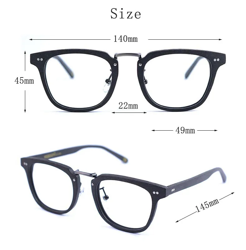 Hdcrafter Men's Full Rim Square Round Wood Alloy Acetate Frame Eyeglasses Ps7009