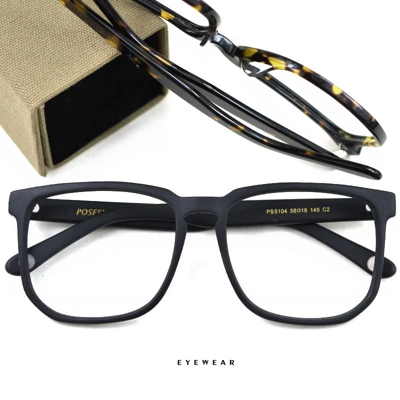 Hdcrafter Unisex Oversized Square Round Wood Frame Eyeglasses Ps5104