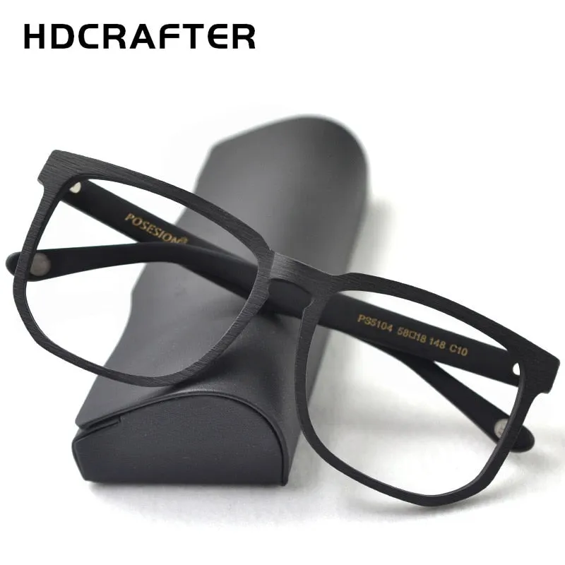 Hdcrafter Unisex Oversized Square Round Wood Frame Eyeglasses Ps5104