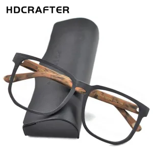 Hdcrafter Unisex Oversized Square Round Wood Frame Eyeglasses Ps5104