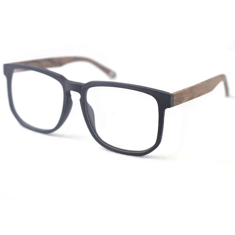 Hdcrafter Unisex Oversized Square Round Wood Frame Eyeglasses Ps5104