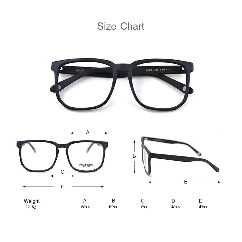 Hdcrafter Unisex Oversized Square Round Wood Frame Eyeglasses Ps5104