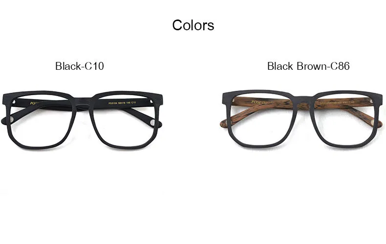 Hdcrafter Unisex Oversized Square Round Wood Frame Eyeglasses Ps5104