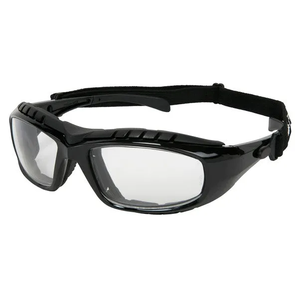 HDX110PF MCR Safety HDX1 Series Safety Glasses, Clear Lens, Black Frame