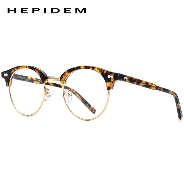 Hepidem Unisex Eyeglasses Acetate Glasses Frame Round 9123