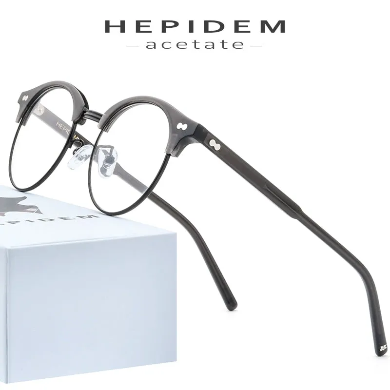 Hepidem Unisex Eyeglasses Acetate Glasses Frame Round 9123