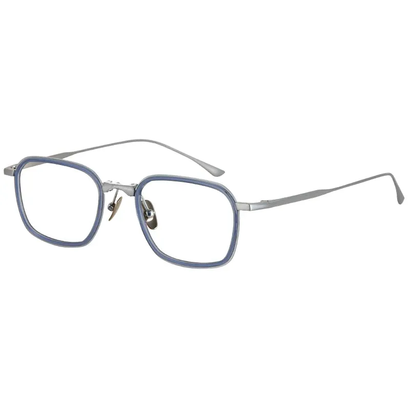 Hewei Unisex Full Rim Square Titanium Acetate Eyeglasses 0009