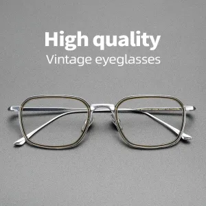 Hewei Unisex Full Rim Square Titanium Acetate Eyeglasses 0009