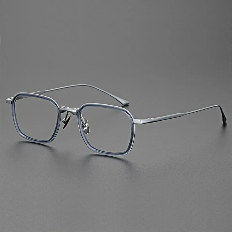 Hewei Unisex Full Rim Square Titanium Acetate Eyeglasses 0009