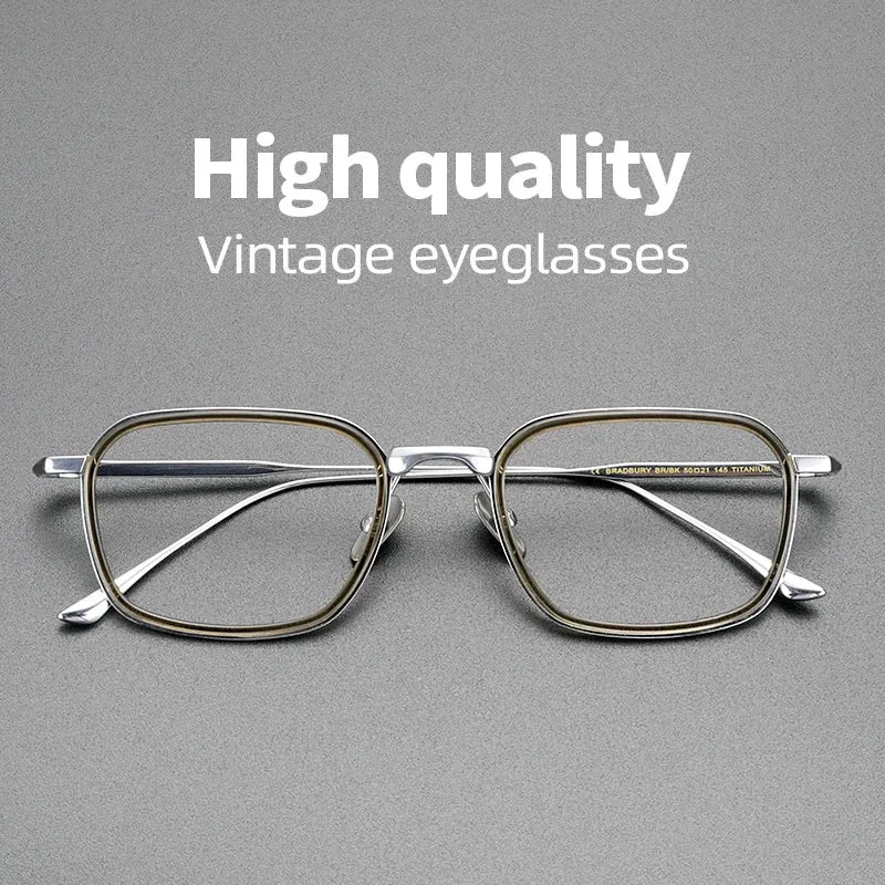 Hewei Unisex Full Rim Square Titanium Acetate Eyeglasses 0009