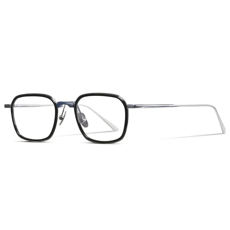 Hewei Unisex Full Rim Square Titanium Acetate Eyeglasses 0009