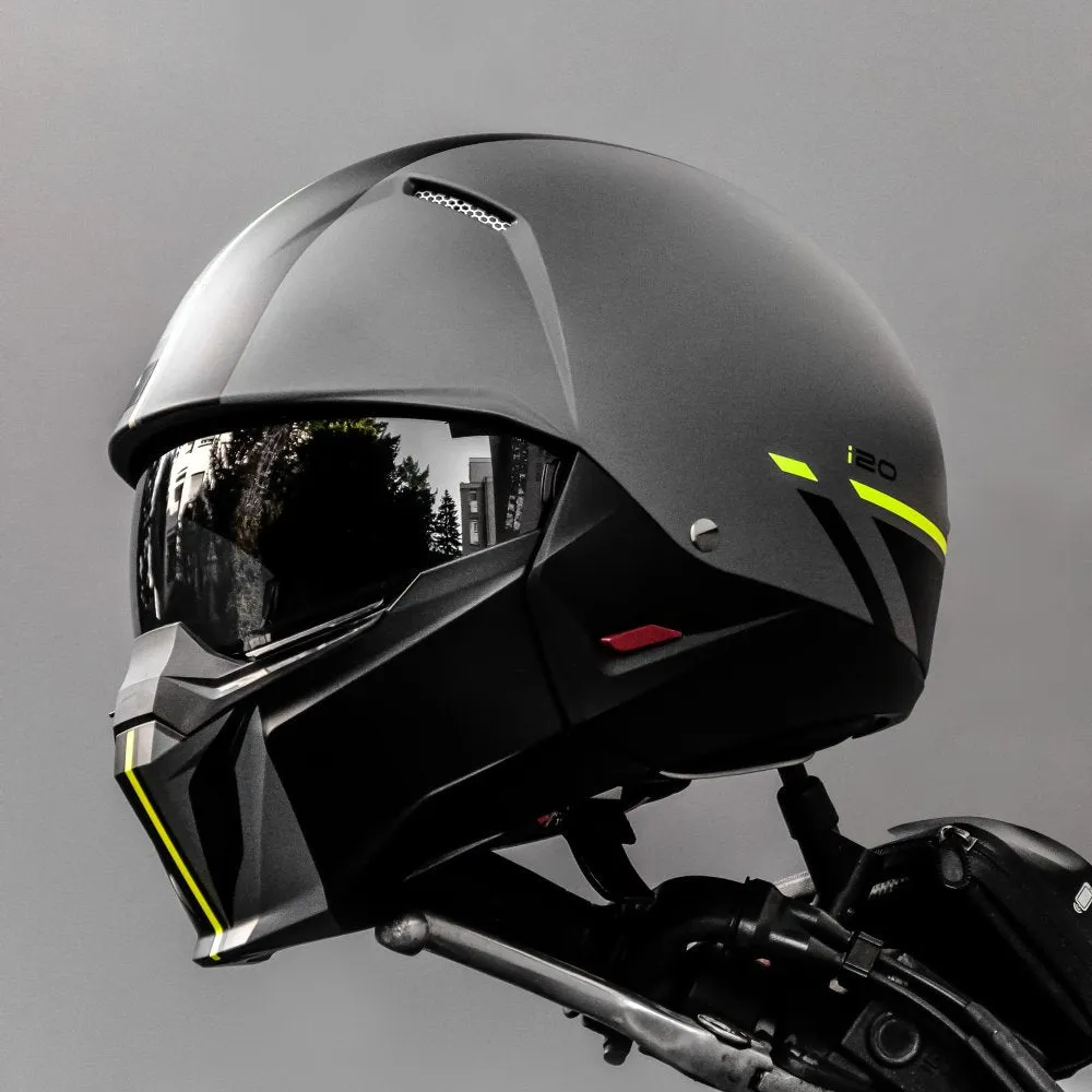 HJC I20 Batol MC3HSF Open Face Grey Yellow Motorbike Helmet