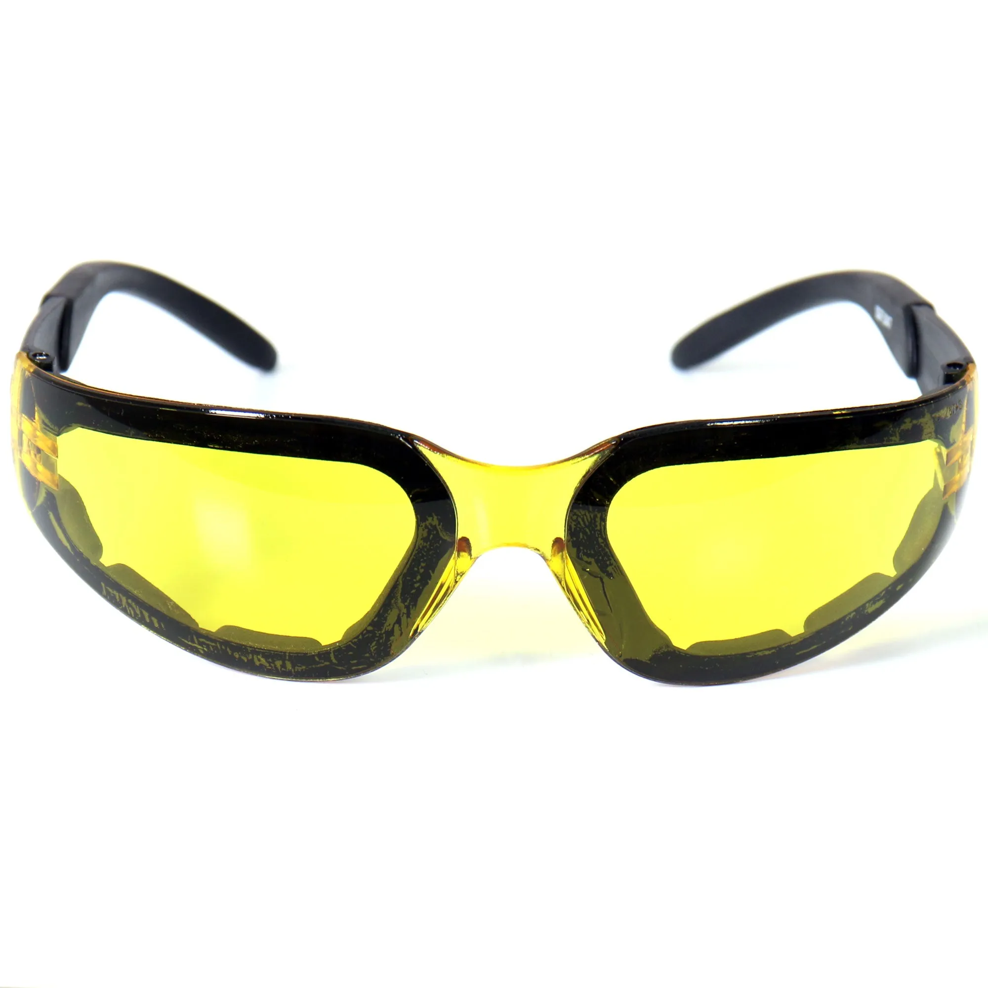 Hot Leathers Rider Sunglasses with Padding and Yellow Lenses