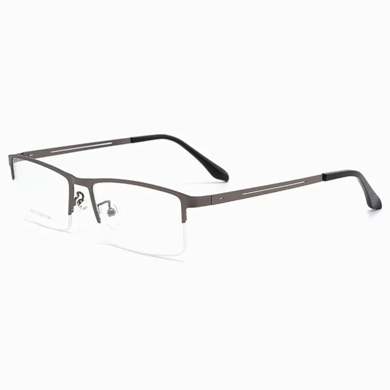 Hotochki Men's Semi Rim Alloy Frame Eyeglasses TR-90 Resin Temples 2541