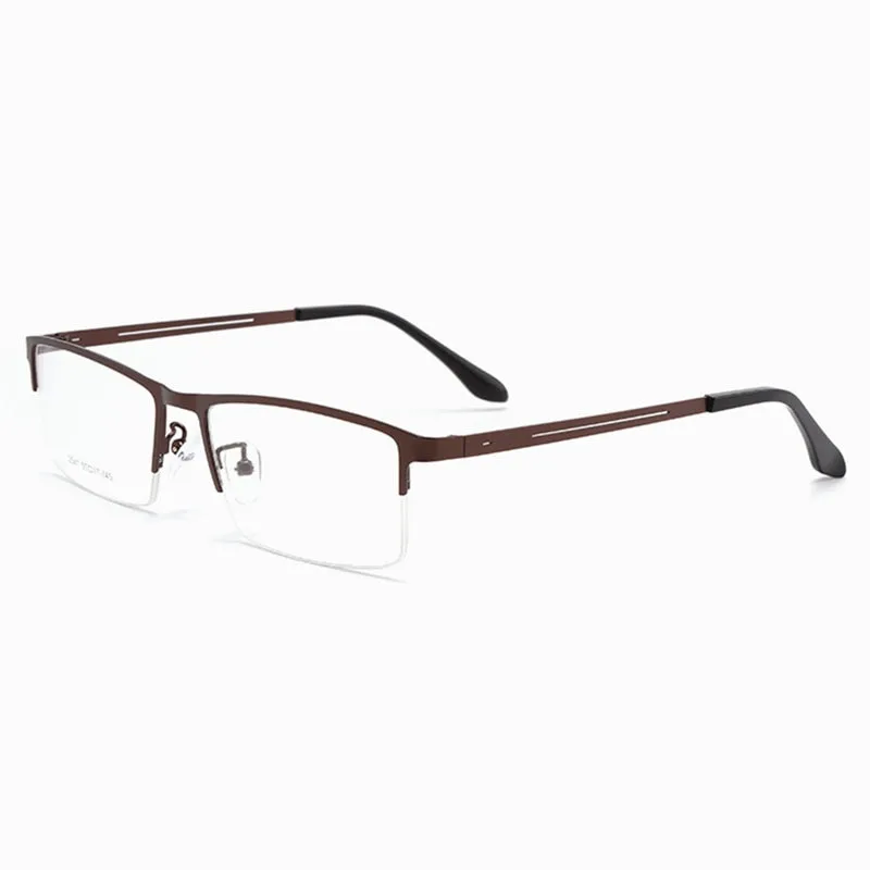 Hotochki Men's Semi Rim Alloy Frame Eyeglasses TR-90 Resin Temples 2541