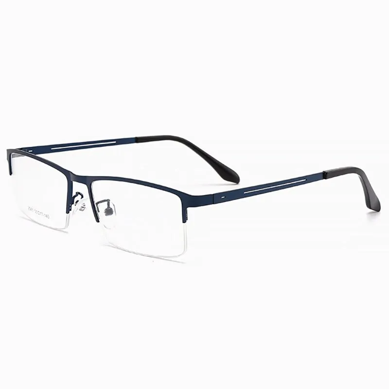 Hotochki Men's Semi Rim Alloy Frame Eyeglasses TR-90 Resin Temples 2541