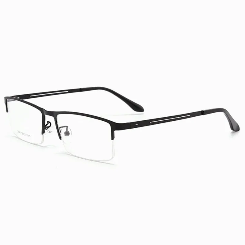 Hotochki Men's Semi Rim Alloy Frame Eyeglasses TR-90 Resin Temples 2541