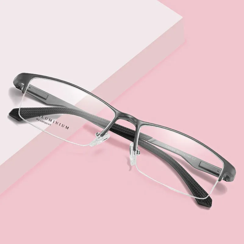 Hotochki Unisex Semi Rim Aluminum Magnesium Alloy Frame Eyeglasses 6286