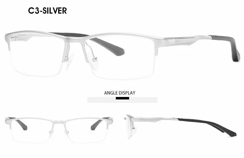 Hotochki Unisex Semi Rim Aluminum Magnesium Alloy Frame Eyeglasses 6286