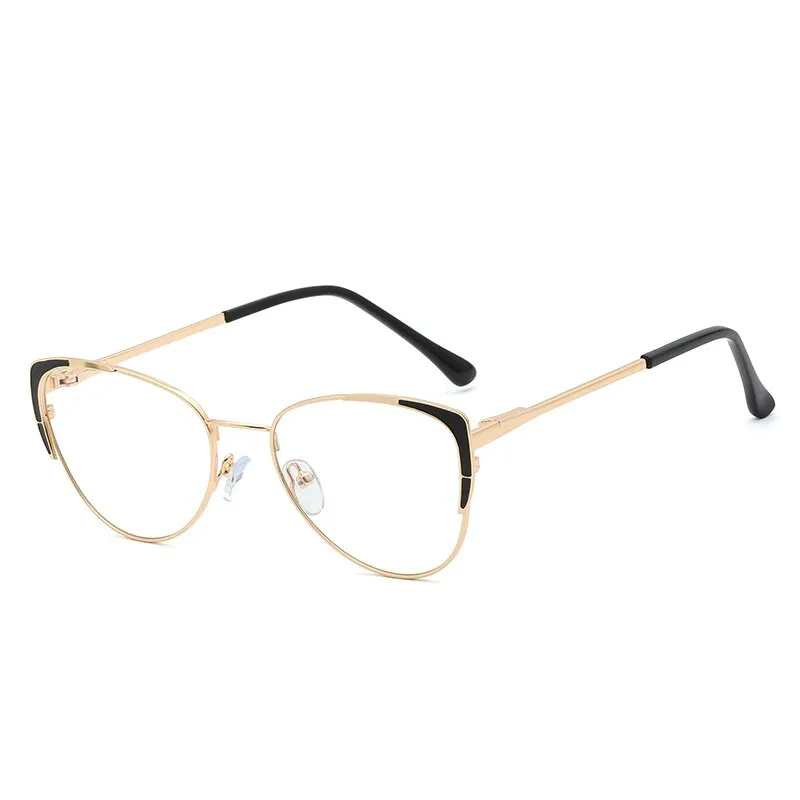 Hotony Women's Full Rim Round Cat Eye Alloy Frame Eyeglasses 95689