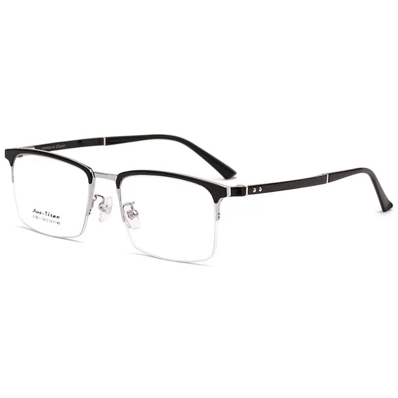 KatKani Men's Semi Rim Titanium Alloy Frame Eyelasses P9811