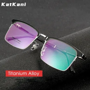 KatKani Men's Semi Rim Titanium Alloy Frame Eyelasses P9811