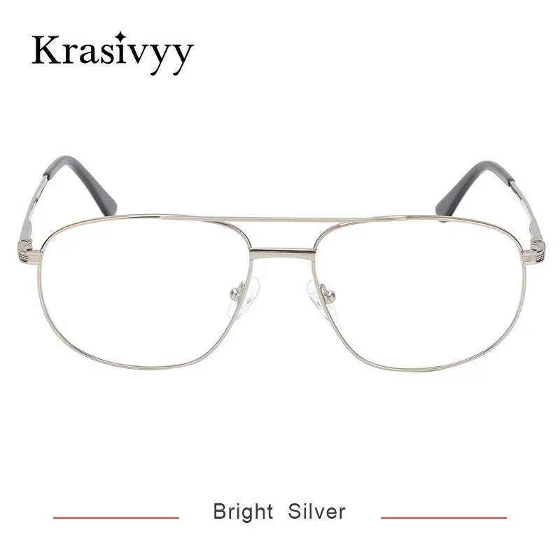 Krasivyy Men's Full Rim Oversize Oval Square Double Bridge Titanium Eyeglasses Kr3077