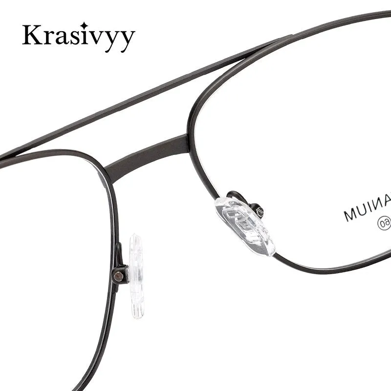 Krasivyy Men's Full Rim Oversize Oval Square Double Bridge Titanium Eyeglasses Kr3077