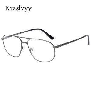 Krasivyy Men's Full Rim Oversize Oval Square Double Bridge Titanium Eyeglasses Kr3077