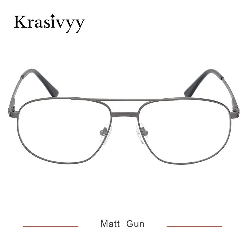 Krasivyy Men's Full Rim Oversize Oval Square Double Bridge Titanium Eyeglasses Kr3077