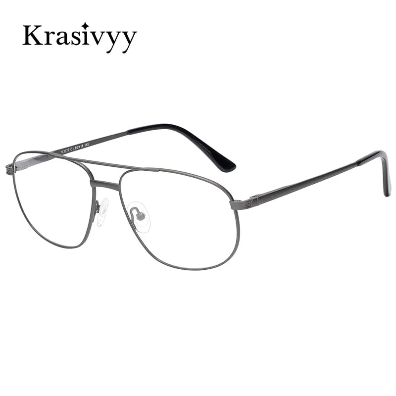 Krasivyy Men's Full Rim Oversize Oval Square Double Bridge Titanium Eyeglasses Kr3077