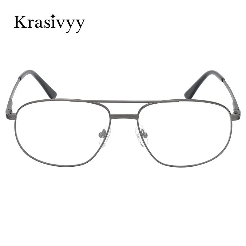 Krasivyy Men's Full Rim Oversize Oval Square Double Bridge Titanium Eyeglasses Kr3077