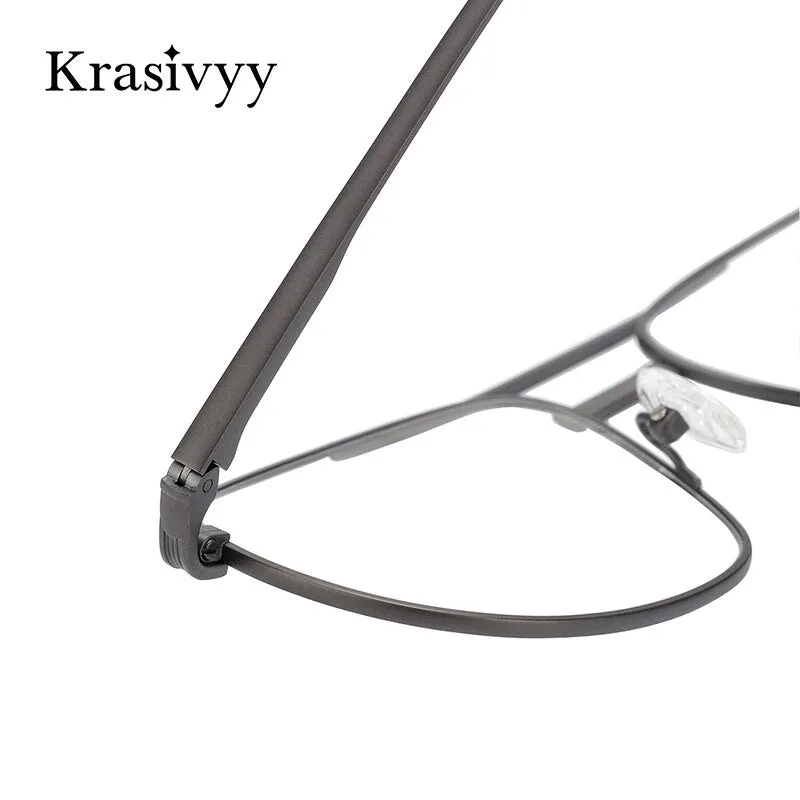 Krasivyy Men's Full Rim Oversize Oval Square Double Bridge Titanium Eyeglasses Kr3077